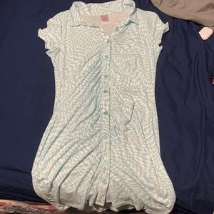 Light Blue checkered dress. Worn to try on
